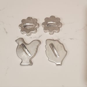 Vintage Tin/Metal Cookie Cutter Set Of 4 Cookie Cutouts With Handle